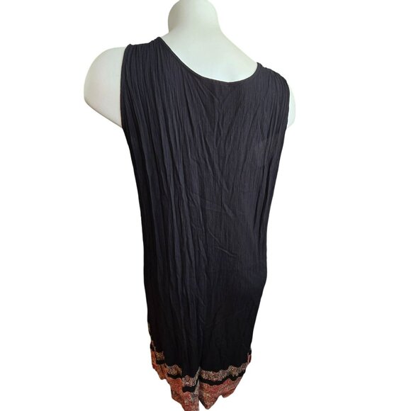 Womens Black Sleeveless Crinkle Dress Embroidered & Matching Shirt JJ4087 - Picture 8 of 13